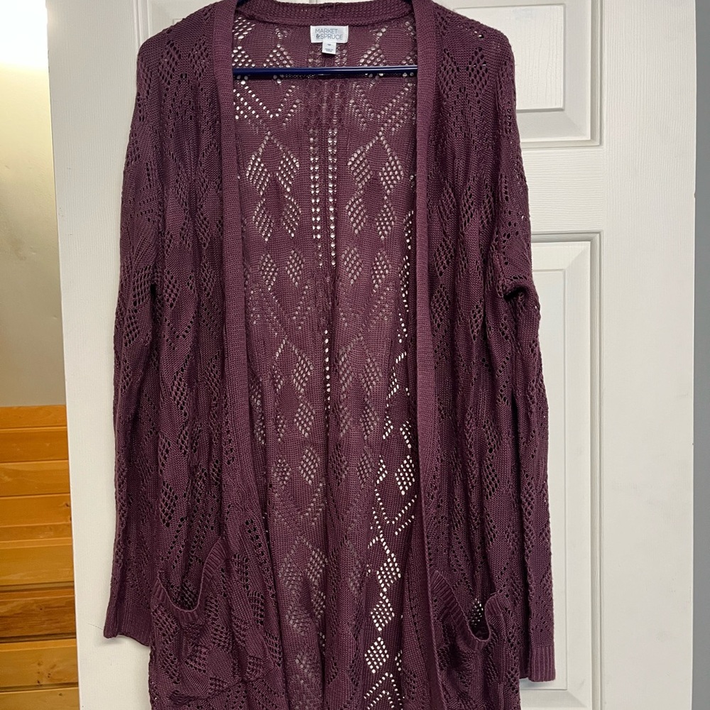 Market & Spruce Purple Long Cardigan Sweater